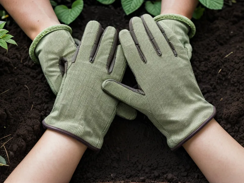 Close-up of hands planting a shrub in a garden.